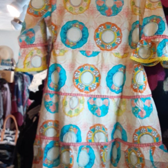 MODA POSA DESDERIA DRESS SPRING SUMMER DRAWSTRING WAIST COTTON - Picture 3 of 6